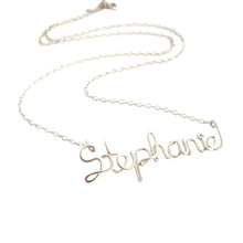 Load image into Gallery viewer, Name Necklace. Custom Sterling Silver Name Necklace. Personalized Silver Name Necklace. Script Name Necklace. Silver Wire Name Necklace.
